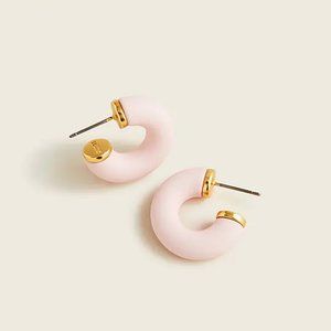 J.Crew Matte Acetate Puffy Hoop Earrings Pale Pink Goldtone Inlay New with Tag